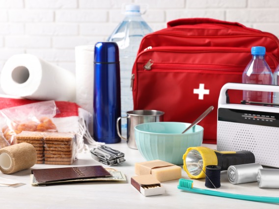 emergency supplies on a table