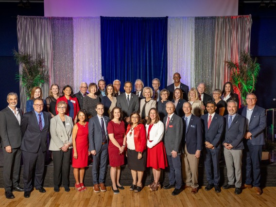 Group photo of U of A President, College Deans and Alumni Awardees