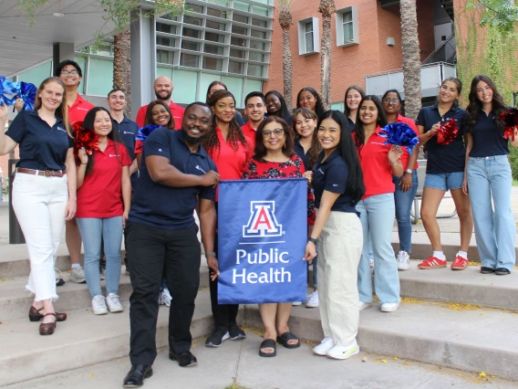 Dean Hakim with group of student ambassadors