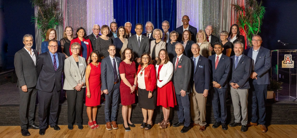 Group photo of U of A President, College Deans and Alumni Awardees