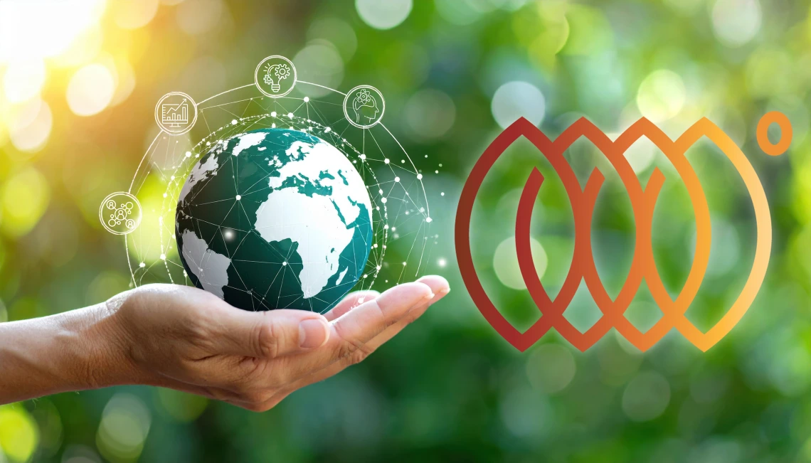 Hand Holding Globe with greenery