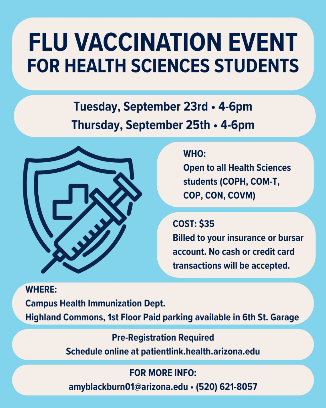 campus health flu flyer