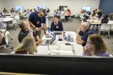 Onicio Leal Neto, PhD, MPH, (standing) said he hopes the recent Public Health & AI Summer School will be the first of many intensive workshops centered on machine learning.