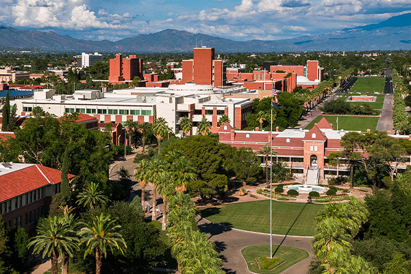 Aerial view of University of Arizona main campus - Tucson AZ