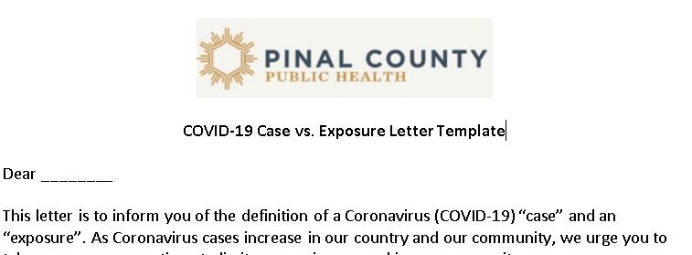 COVID-19 Pinal County School Letter