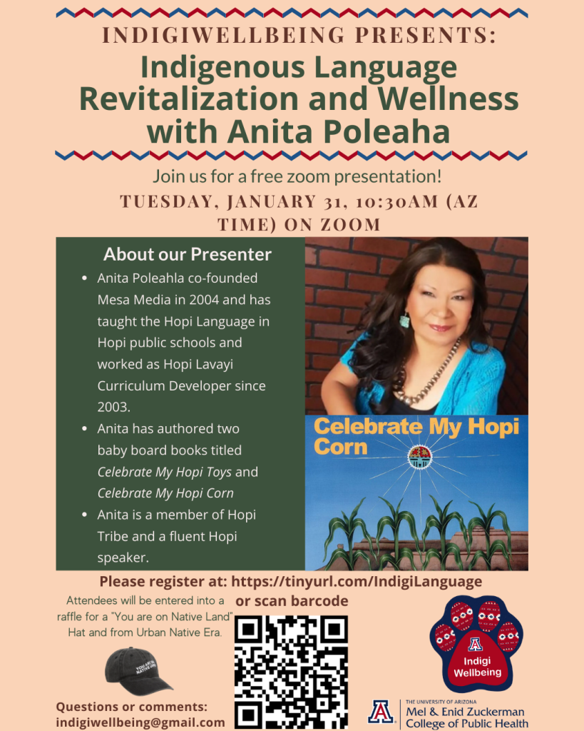 Flyer for Indigenous Language Revitalization and Wellness event