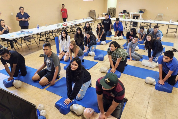 YES Camp students in CPR training