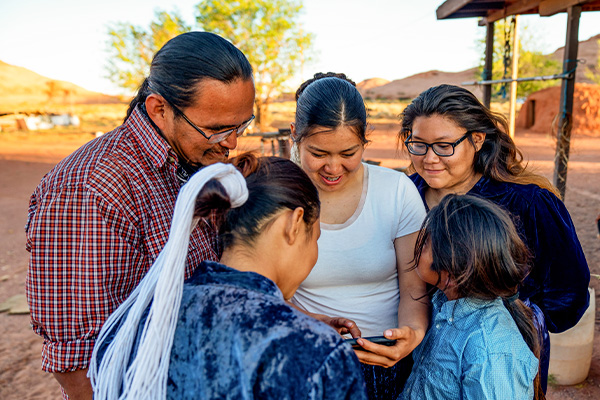 Navajo family talking together