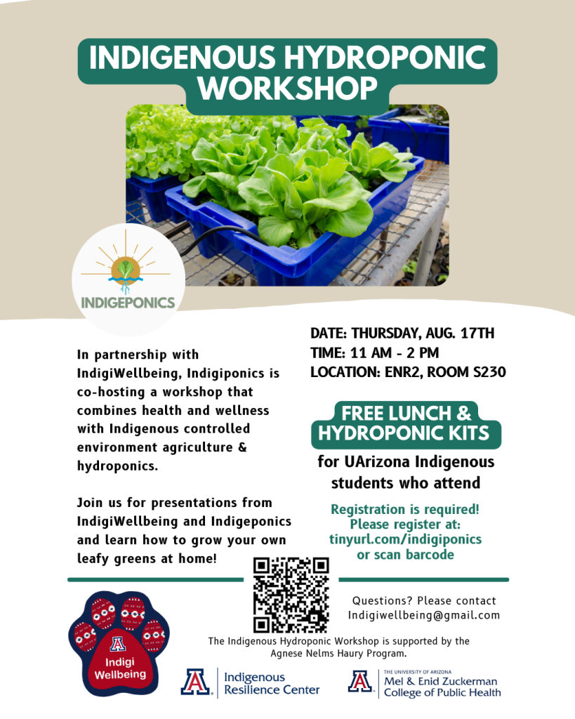 Flyer for Indigenous Hydroponic Workshop with Indigeponics