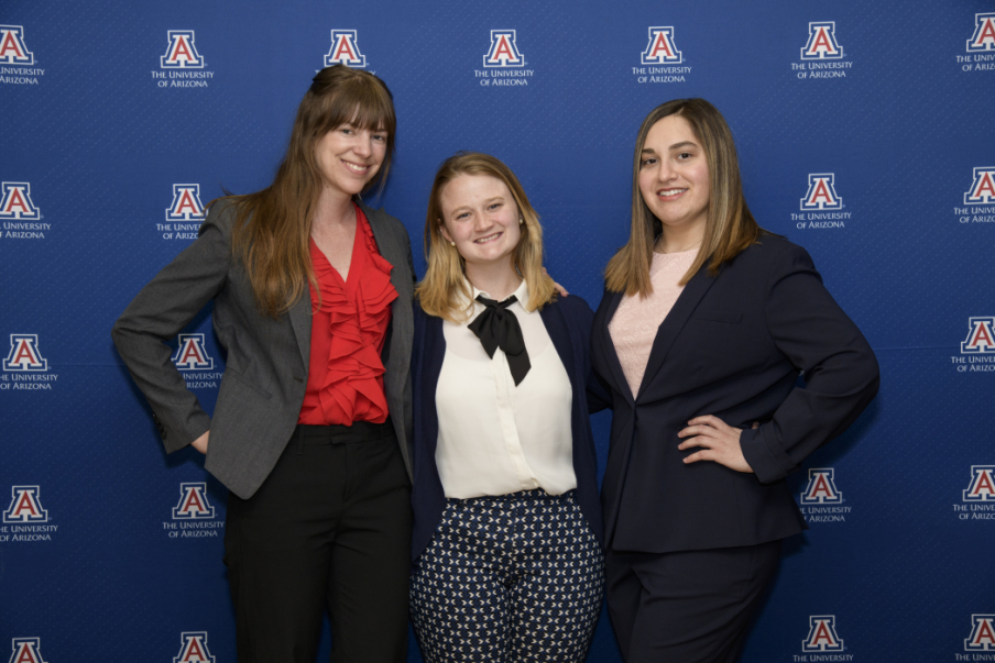 From left, Lisa Floran (UA Mel & Enid Zuckerman College of Public Health), Belle Soyfer (UA College of Pharmacy), and Alexandra Roder (UA College of Nursing)