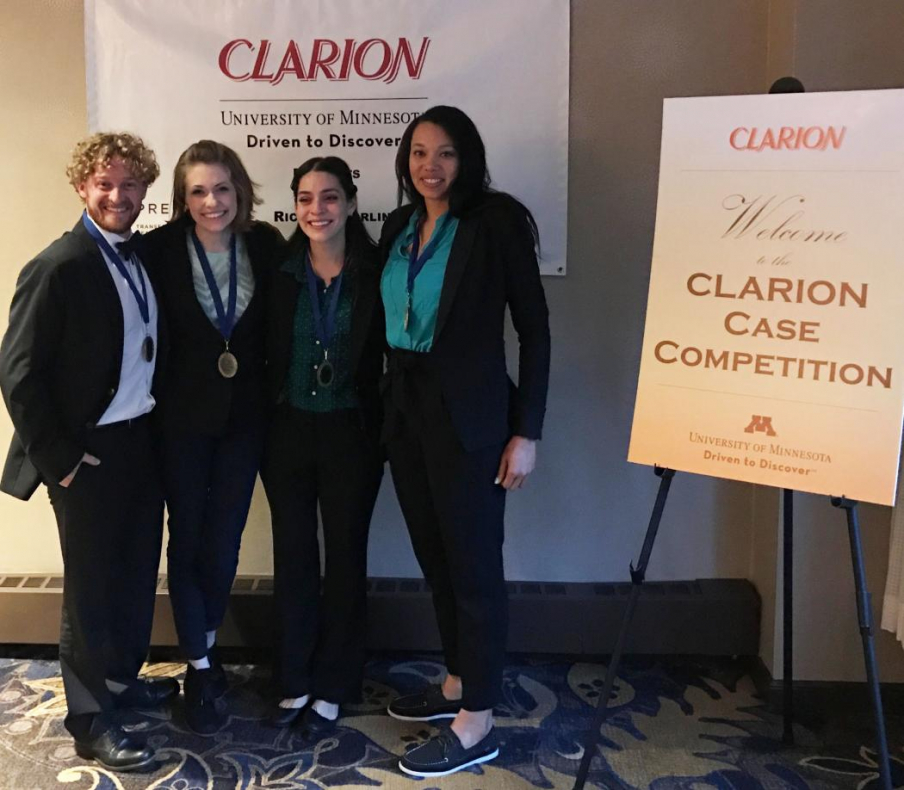CLARION national champions, the UA interprofessional team featured (from left) Cameron Price, MPH, a medical student; Elizabeth Anderson, a public health master's student; nutrition undergrad Brenda Velarde and Alicia Walker, a nursing graduate student.